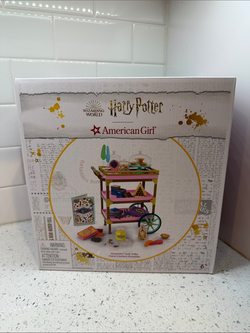 Harry Potter x American Girl Honeydukes Candy Trolley in Pink and Gold